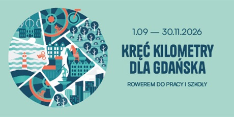 Powiększ grafikę: Po lewej stronie grafika w formie koła zawierająca symbole: neptuna, latarnie, koła rowerów. Po prawej nazwa akcji i data